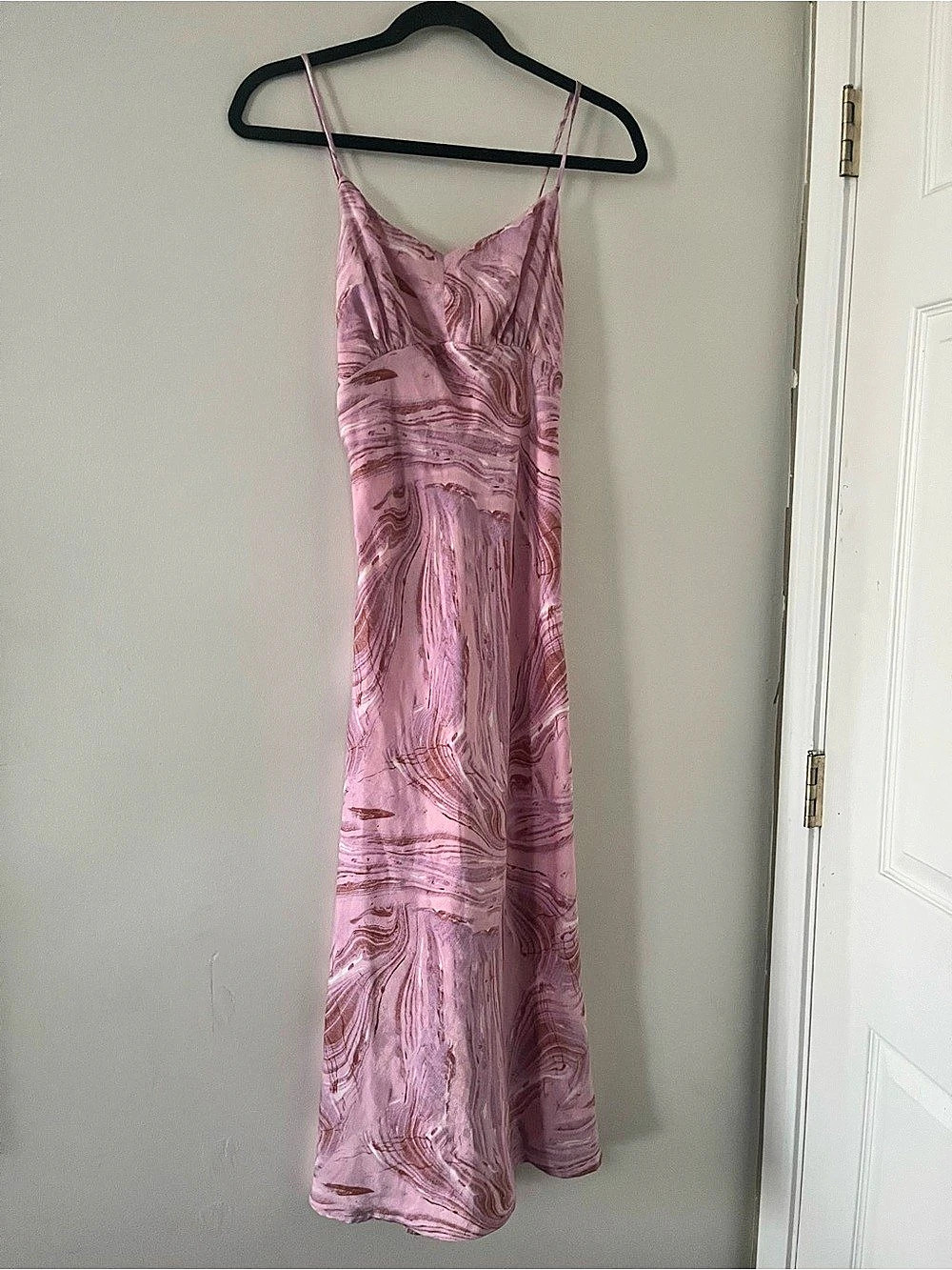 Pink Swirl Abstract Print Maxi Dress Small Y2K Romantic Ethereal Feminine Dainty